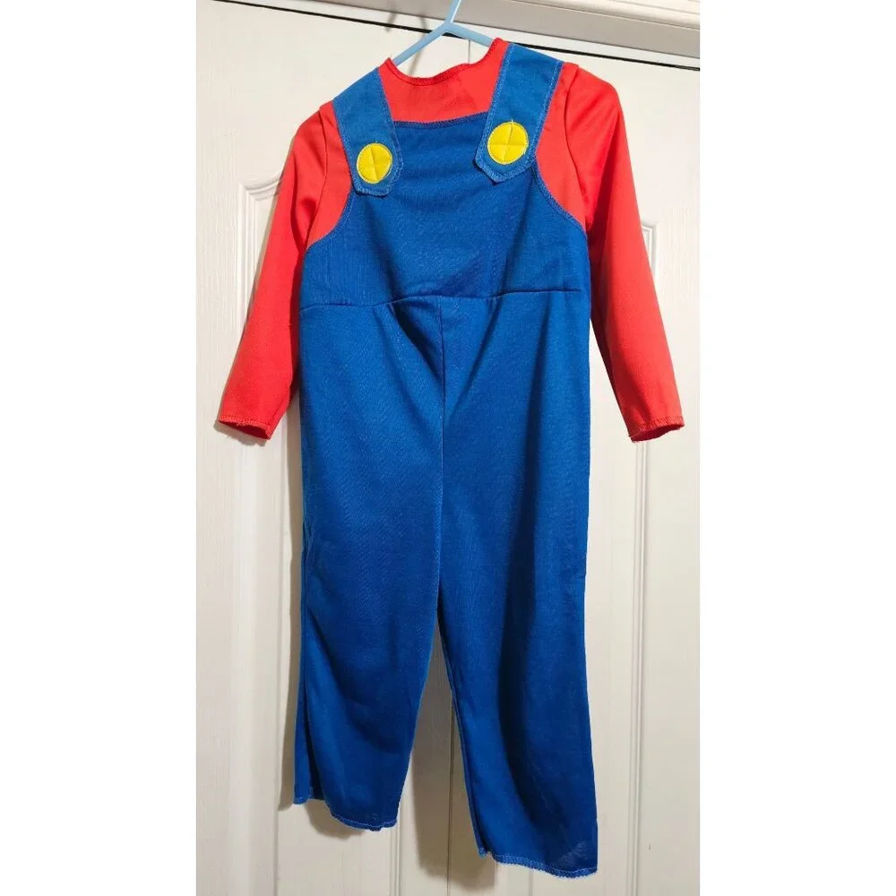 Super Mario Baby Costume 12-18 Months Jumpsuit Hat Mustache Disguise Halloween - Picture 5 of 8